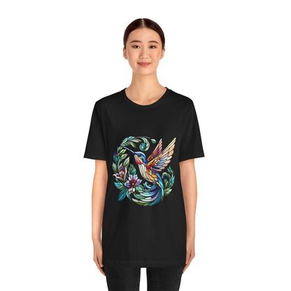 Stained Glass Hummingbird Tee – Vibrant Nature Shirt