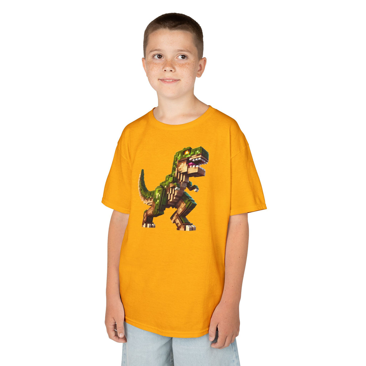 Pixel Dinosaur Kids T-Shirt – Retro Pixel T-Rex Gamer Tee