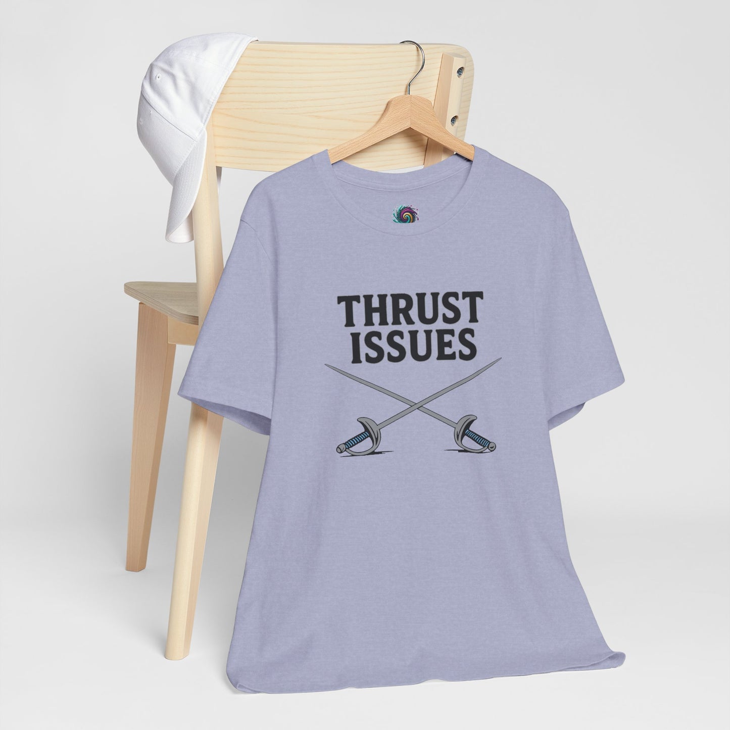 Thrust Issues Fencing T-Shirt – Funny Saber Shirt for Fencers & Pun Lovers