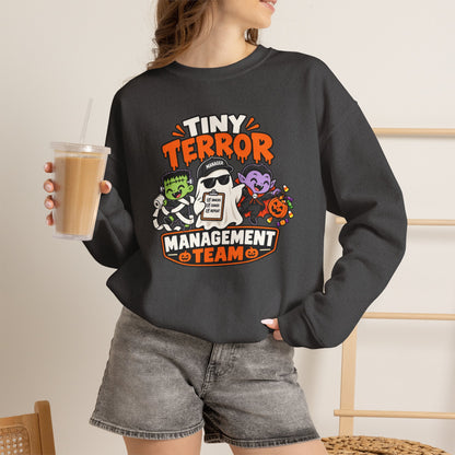 Tiny Terror Management Team Sweatshirt – Funny Halloween Parent Crewneck