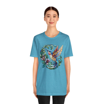 Stained Glass Hummingbird Tee – Vibrant Nature Shirt