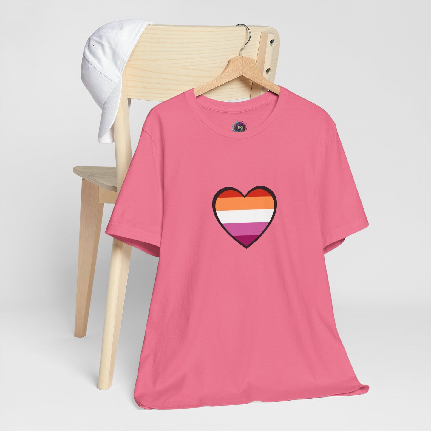 Lesbian Flag Heart T-Shirt – Bold LGBTQ+ Graphic Tee