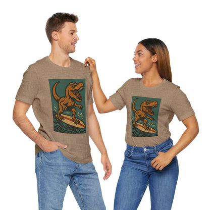 Surfing T-Rex T-Shirt – Funny Dinosaur Surfing Graphic Tee