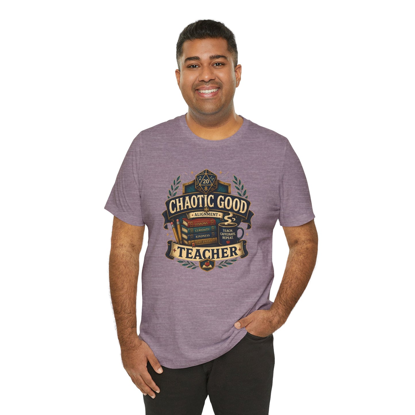 Chaotic Good Teacher T-Shirt – RPG Teacher Graphic Tee