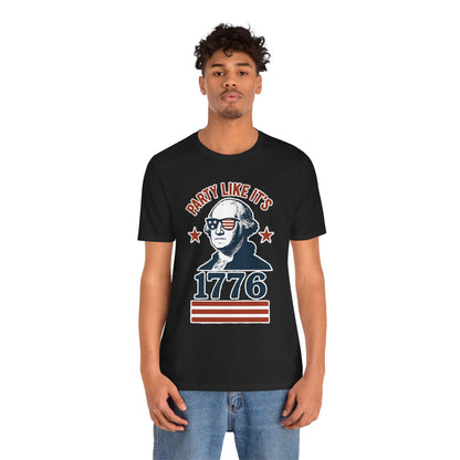 Party Like It's 1776 T-Shirt – Funny 4th of July Tee with George Washington Graphic - WhimSpin - https://whimspin.com