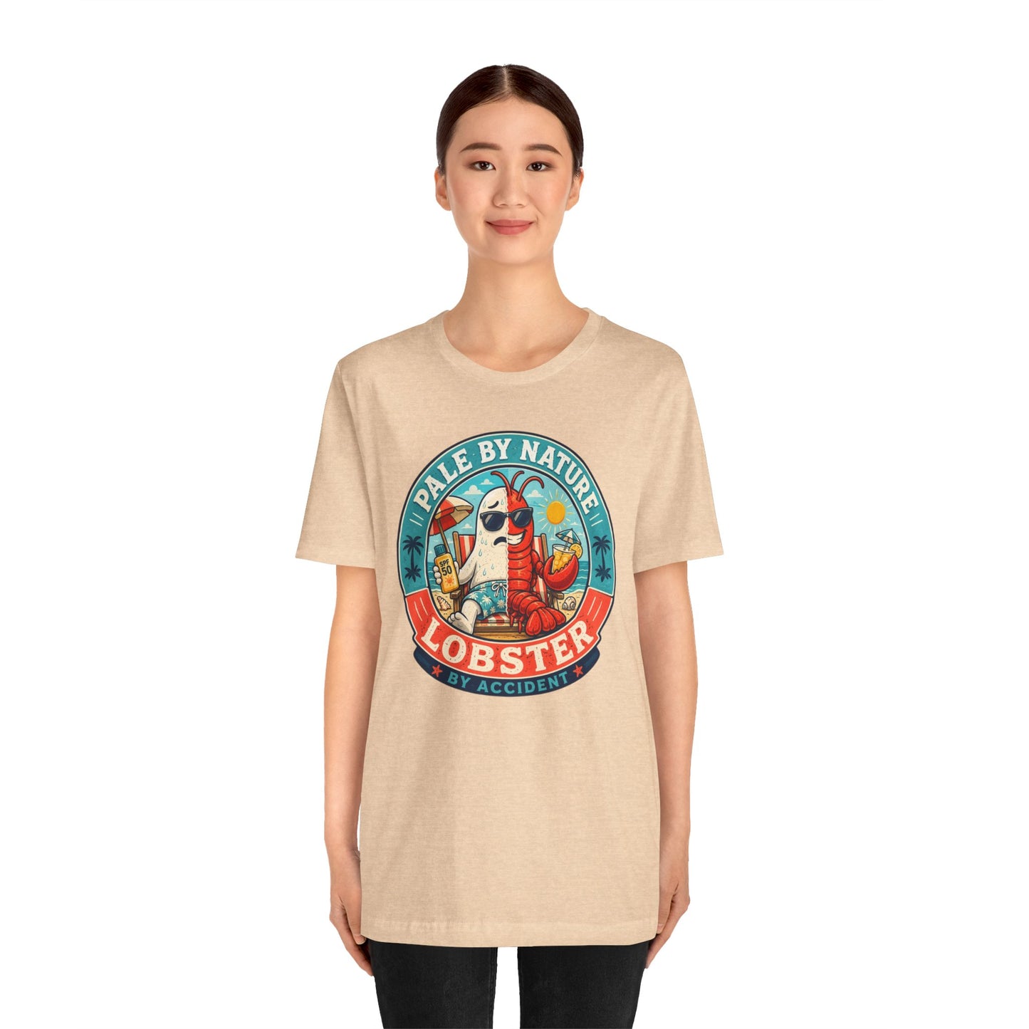 Pale by Nature Lobster by Accident T-Shirt – Funny Sunburn Summer Graphic Tee