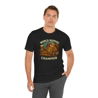 World Napping Champion T-Shirt – Funny Sloth Nap Tee