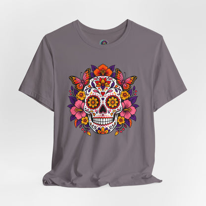 Floral Sugar Skull T-Shirt – Colorful Día de los Muertos Inspired Tee