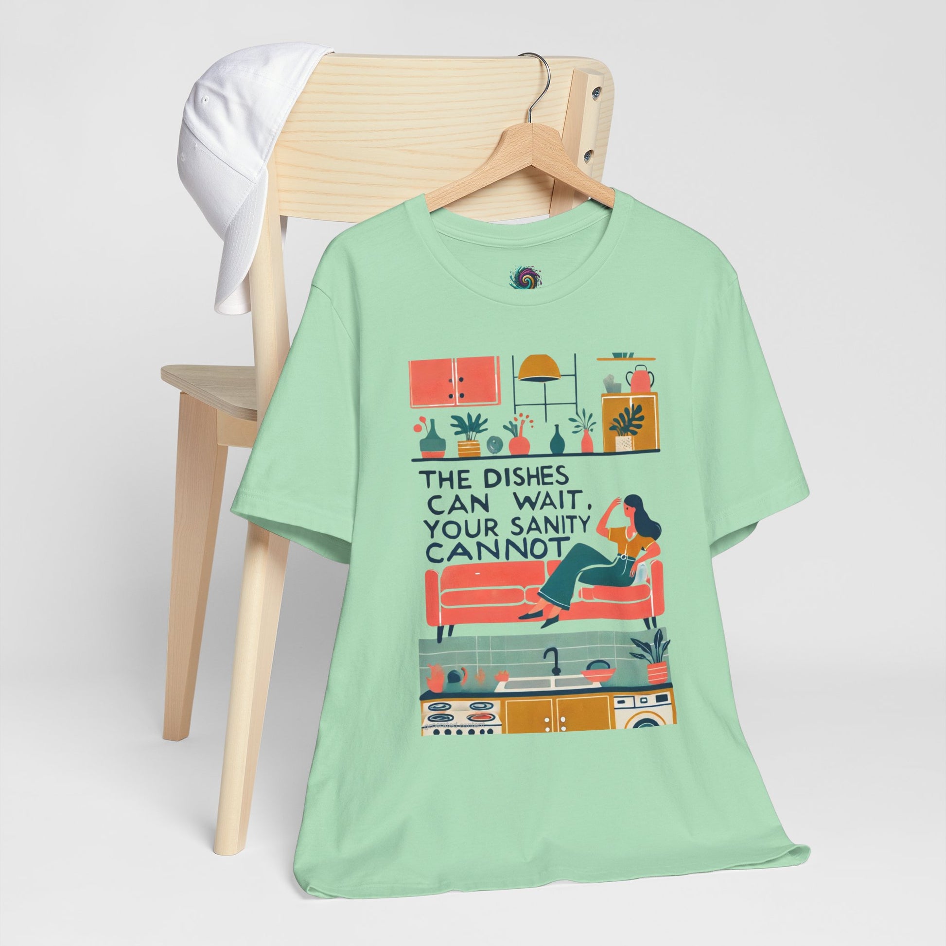 The Dishes Can Wait Graphic Tee – Funny Self-Care Comfort Shirt - WhimSpin - https://whimspin.com