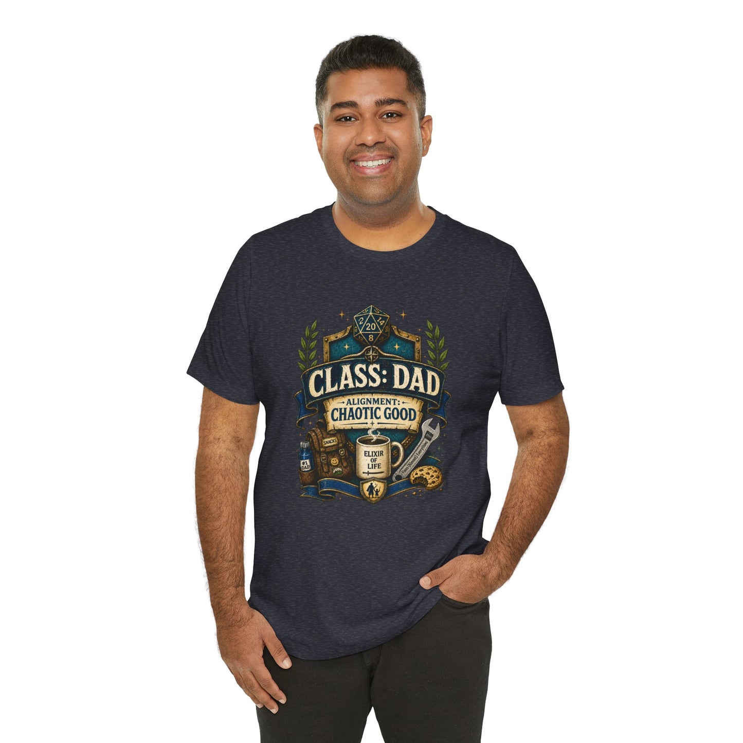 Chaotic Good Dad T-Shirt – RPG Gamer Dad Graphic Tee