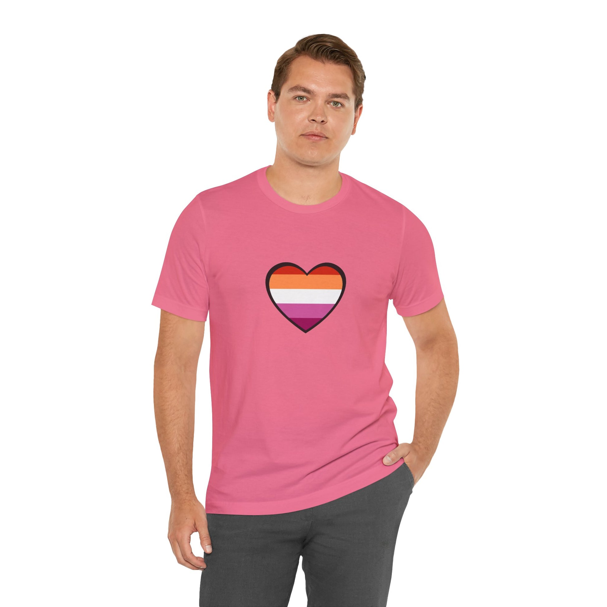 Lesbian Pride Flag Heart T-Shirt – Bold LGBTQ+ Graphic Tee - WhimSpin - https://whimspin.com