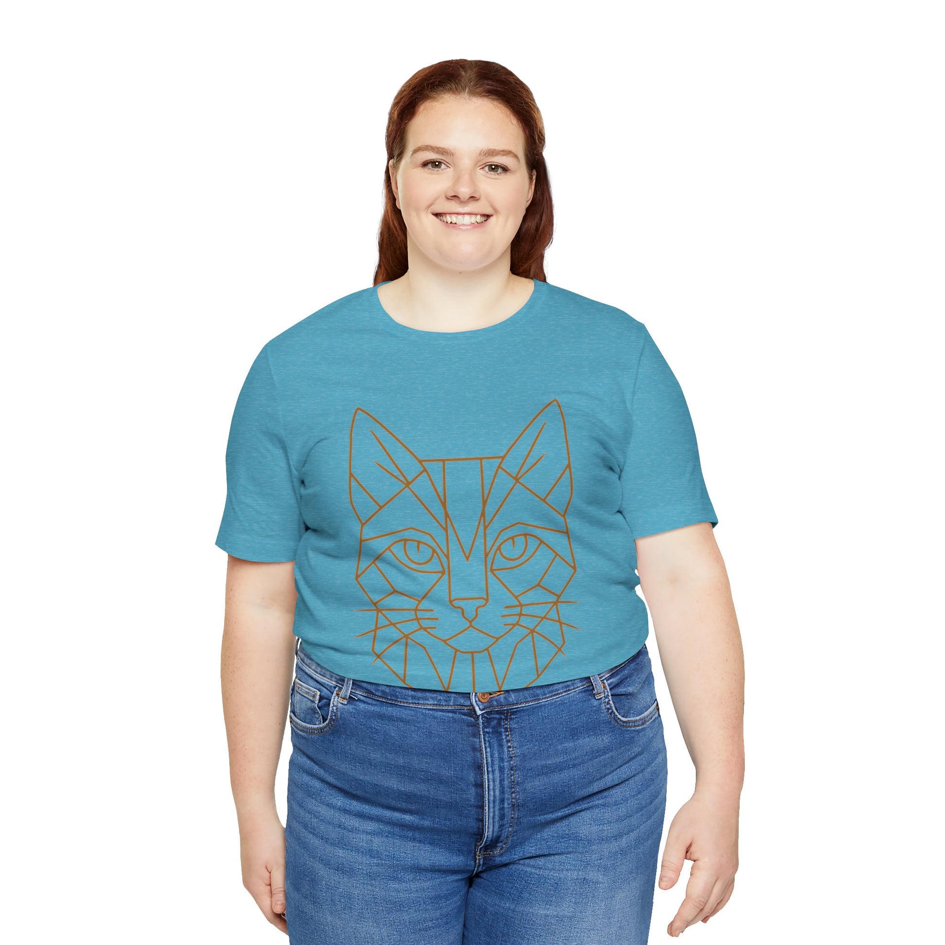 Geometric Cat T-Shirt – Minimalist Line Art Tee - WhimSpin - https://whimspin.com
