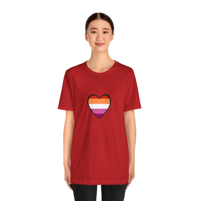 Lesbian Flag Heart T-Shirt – Bold LGBTQ+ Graphic Tee