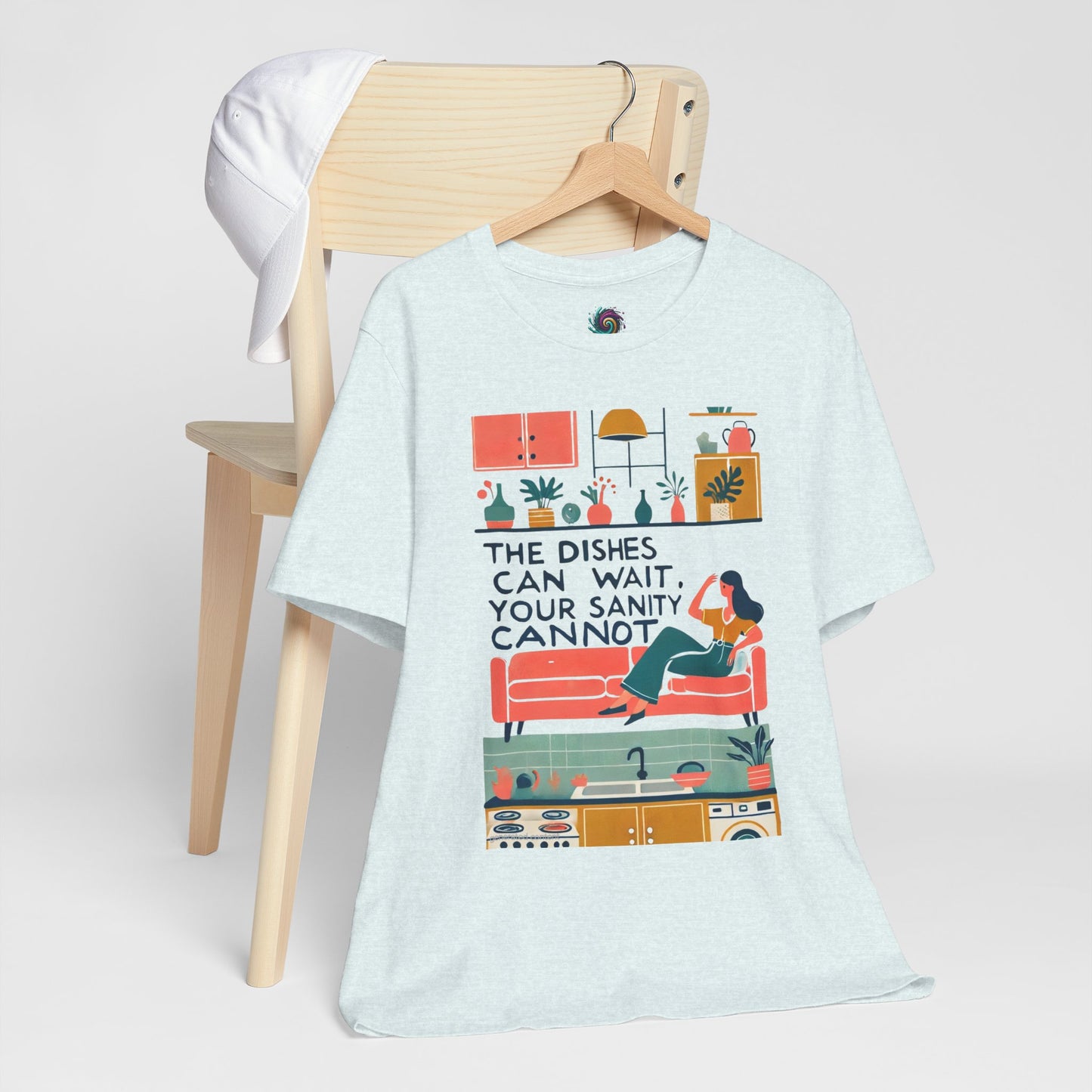 The Dishes Can Wait Graphic Tee – Funny Self-Care Comfort Shirt