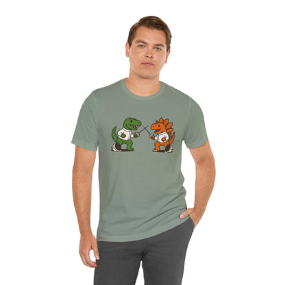 Dinosaur Fencing T-Shirt – T-Rex vs Stegosaurus Tee
