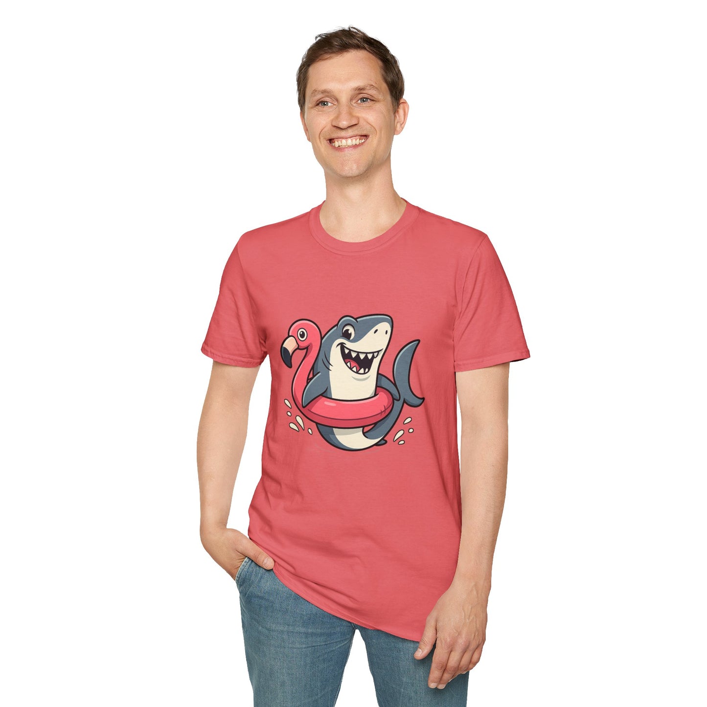 Shark & Flamingo Floatie T-Shirt – Funny Beach & Pool Day Tee