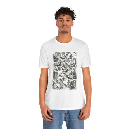 Haunted Hallways T-Shirt – Escher-Inspired Halloween Graphic Tee