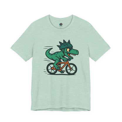 Velociraptor on a Bike T-Shirt – Funny Dino Velo Tee