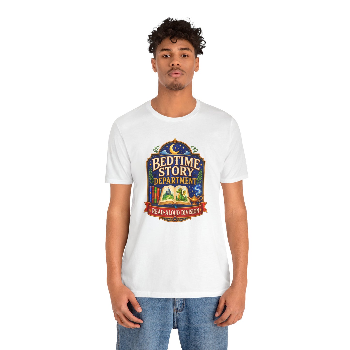 Bedtime Story Department T-Shirt – Read-Aloud Parent Tee