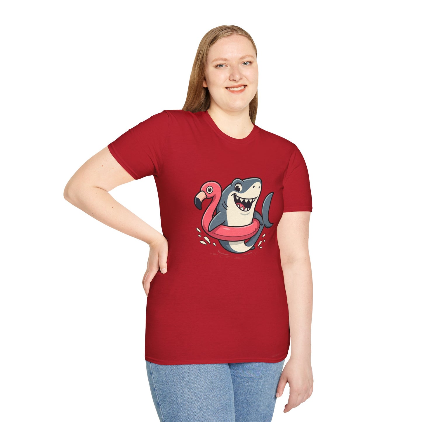 Shark & Flamingo Floatie T-Shirt – Funny Beach & Pool Day Tee