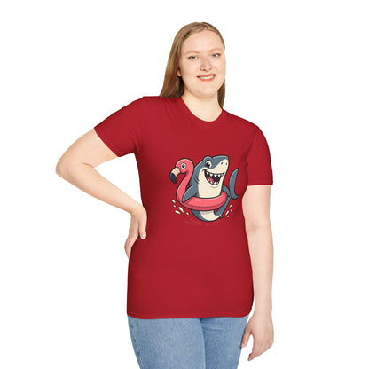Shark & Flamingo Floatie T-Shirt – Funny Beach & Pool Day Tee