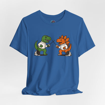 Dinosaur Fencing T-Shirt – T-Rex vs Stegosaurus Tee