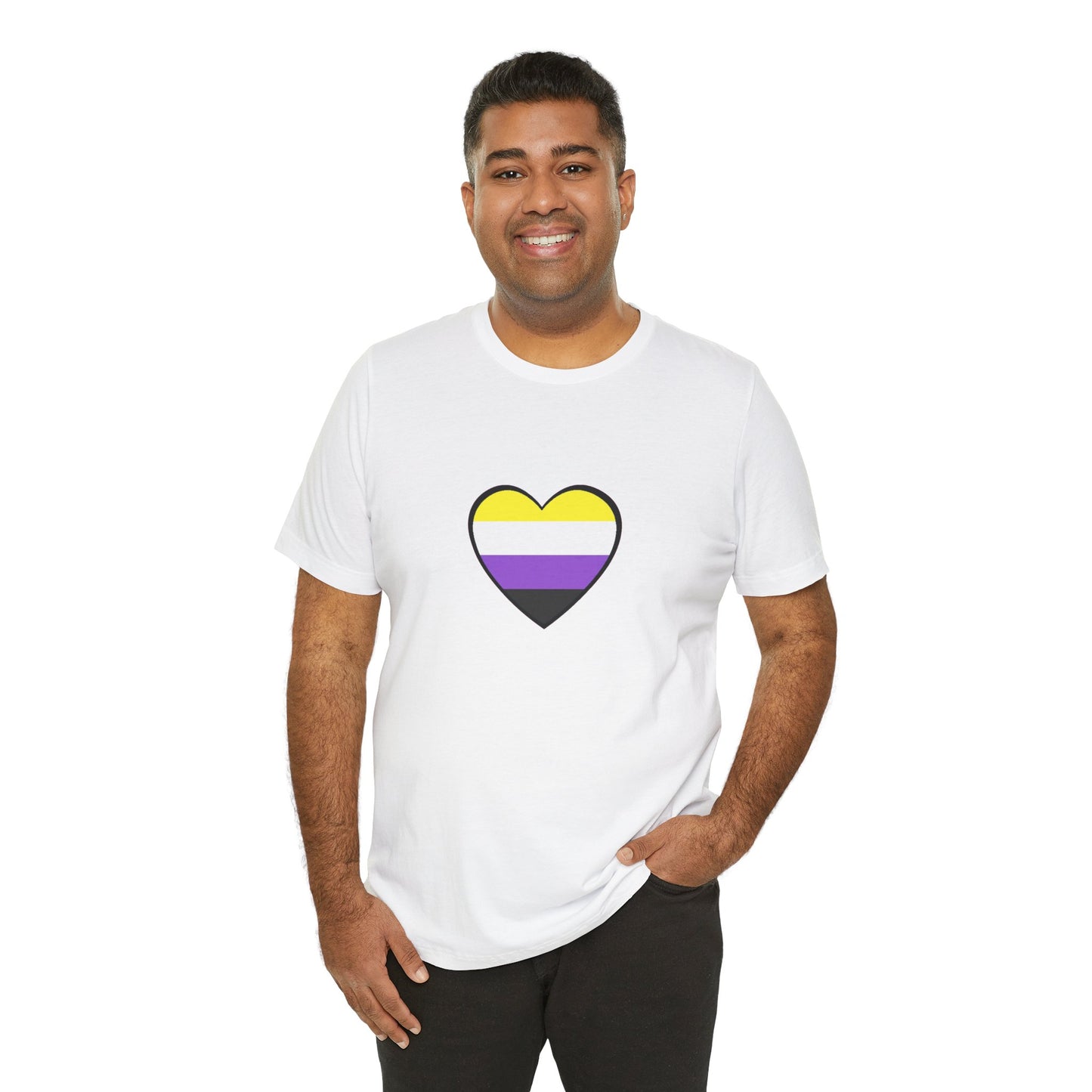 Nonbinary Pride Flag Heart T-Shirt – Unisex LGBTQ+ Graphic Tee