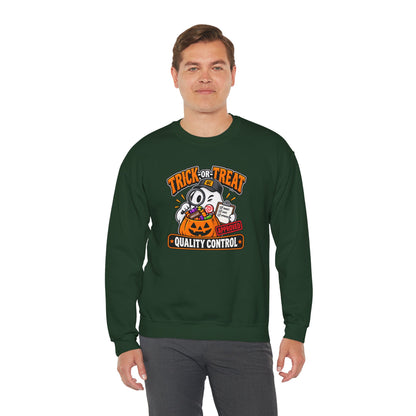 Trick-or-Treat Quality Control Sweatshirt – Funny Halloween Cozy Top