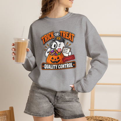 Trick-or-Treat Quality Control Sweatshirt – Funny Halloween Cozy Top