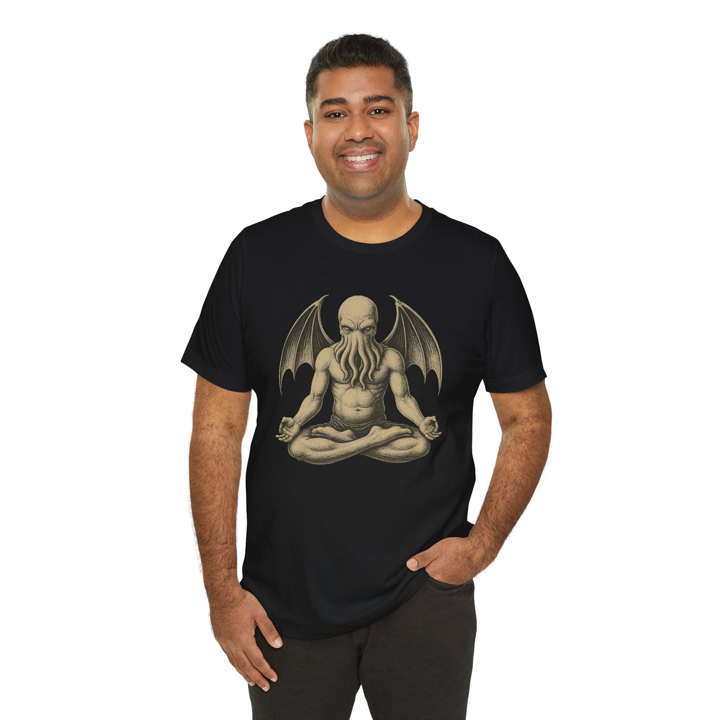 Meditating Cthulhu Shirt – Unisex Mythos Tee for Sci-Fi & Festival Fans