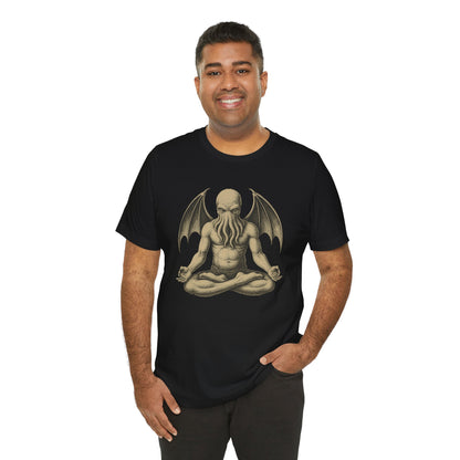 Meditating Cthulhu Shirt – Unisex Mythos Tee for Sci-Fi & Festival Fans
