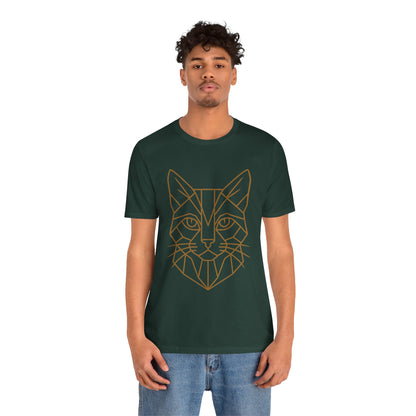 Geometric Cat T-Shirt – Minimalist Line Art Tee - WhimSpin - https://whimspin.com