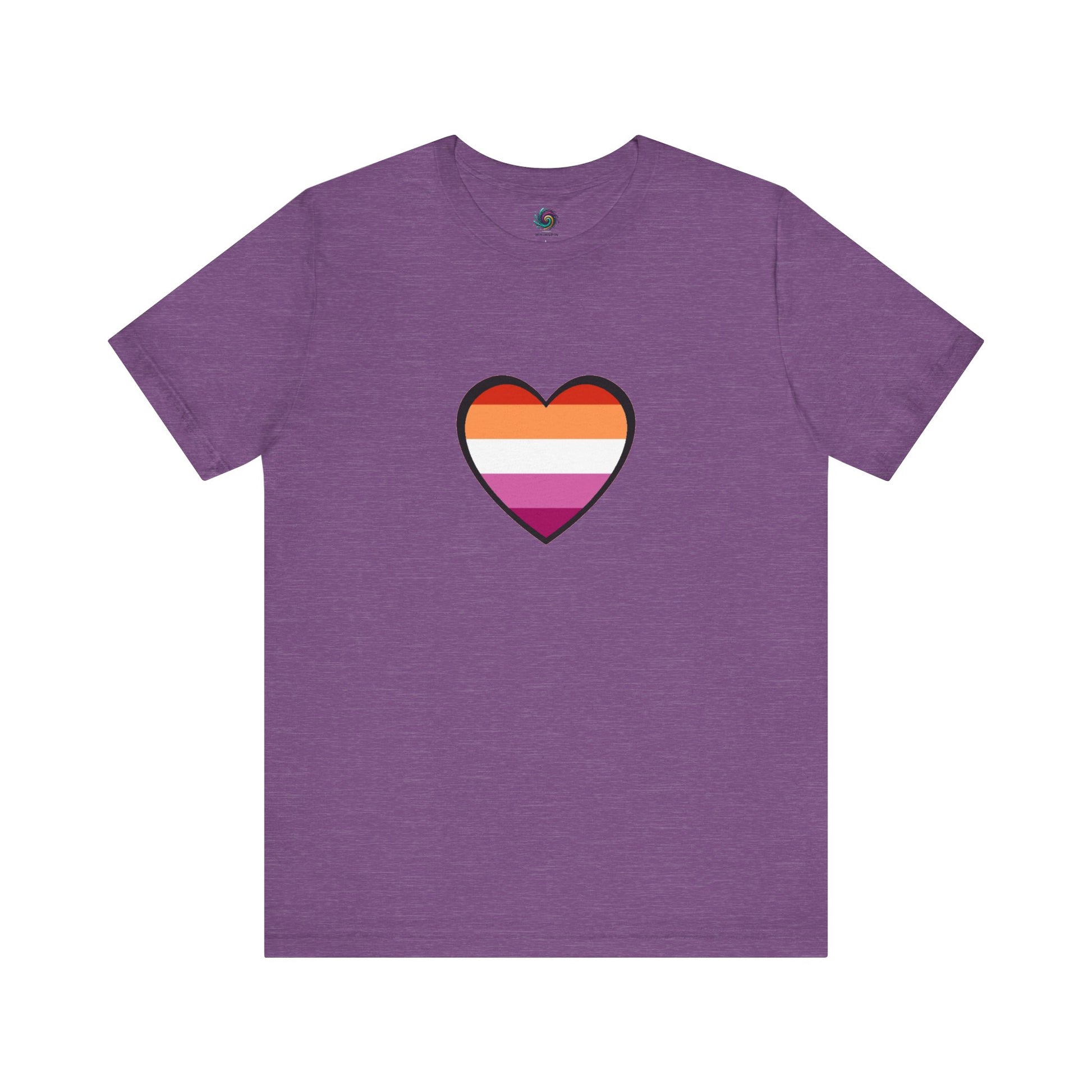 Lesbian Pride Flag Heart T-Shirt – Bold LGBTQ+ Graphic Tee - WhimSpin - https://whimspin.com