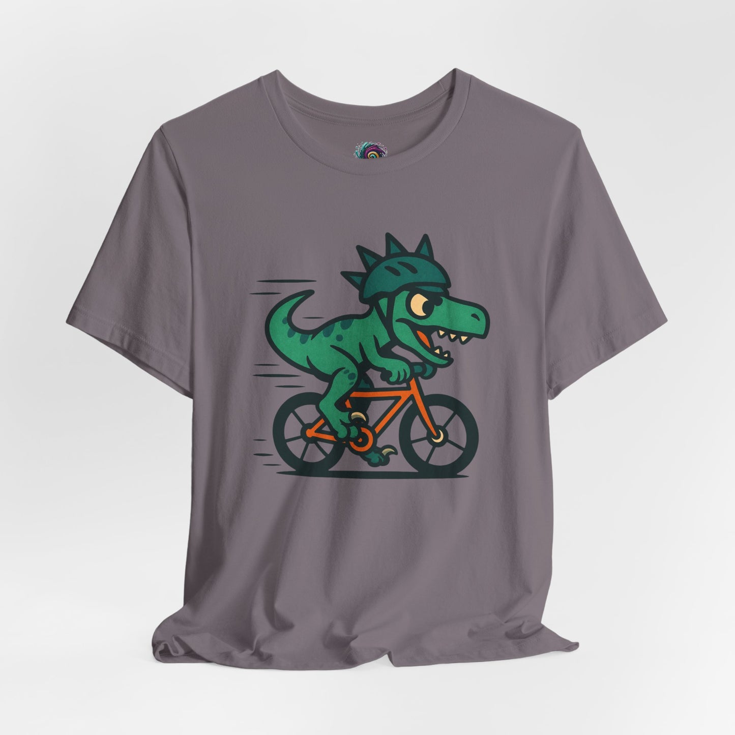 Velociraptor on a Bike T-Shirt – Funny Dino Velo Tee