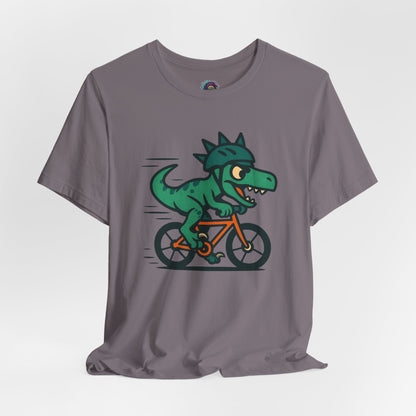 Velociraptor on a Bike T-Shirt – Funny Dino Velo Tee