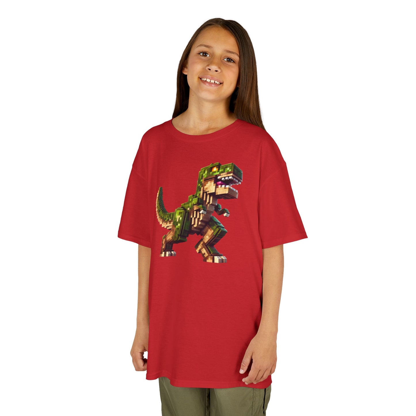 Pixel Dinosaur Kids T-Shirt – Retro Pixel T-Rex Gamer Tee