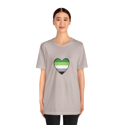 Aromantic Pride Heart T-Shirt – Minimalist Aro Flag LGBTQIA+ Tee