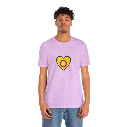 Intersex Pride Flag Heart T-Shirt – Minimalist LGBTQ+ Support Tee