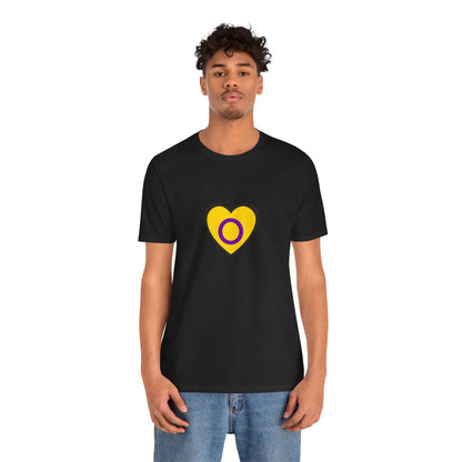 Intersex Pride Flag Heart T-Shirt – Minimalist LGBTQ+ Support Tee
