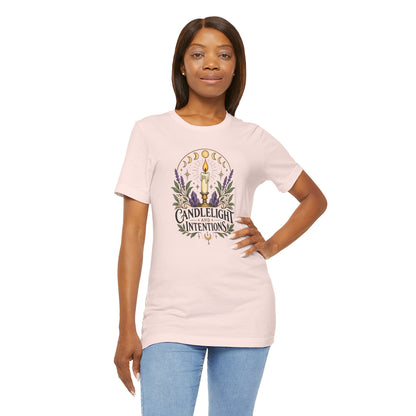 Candlelight and Intentions T-Shirt – Witchy Celestial Tee