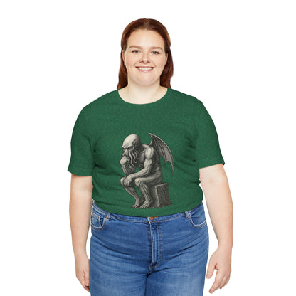 Cthulhu The Thinker Tee – Lovecraftian Parody Shirt