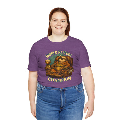 World Napping Champion T-Shirt – Funny Sloth Nap Tee