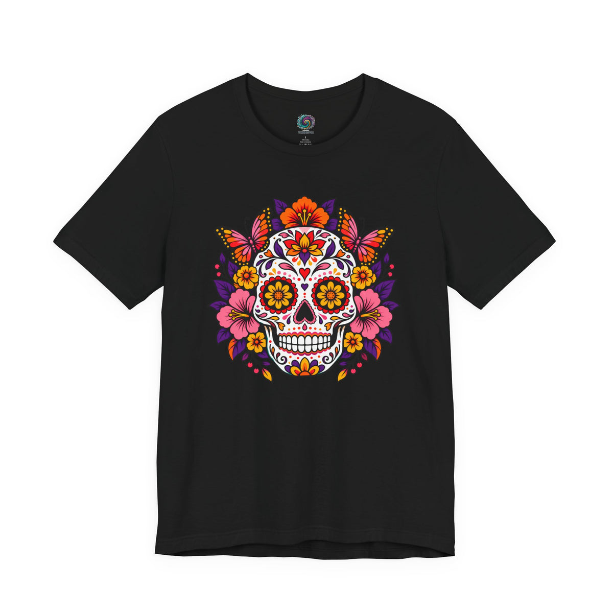 Floral Sugar Skull T-Shirt – Colorful Día de los Muertos Inspired Tee