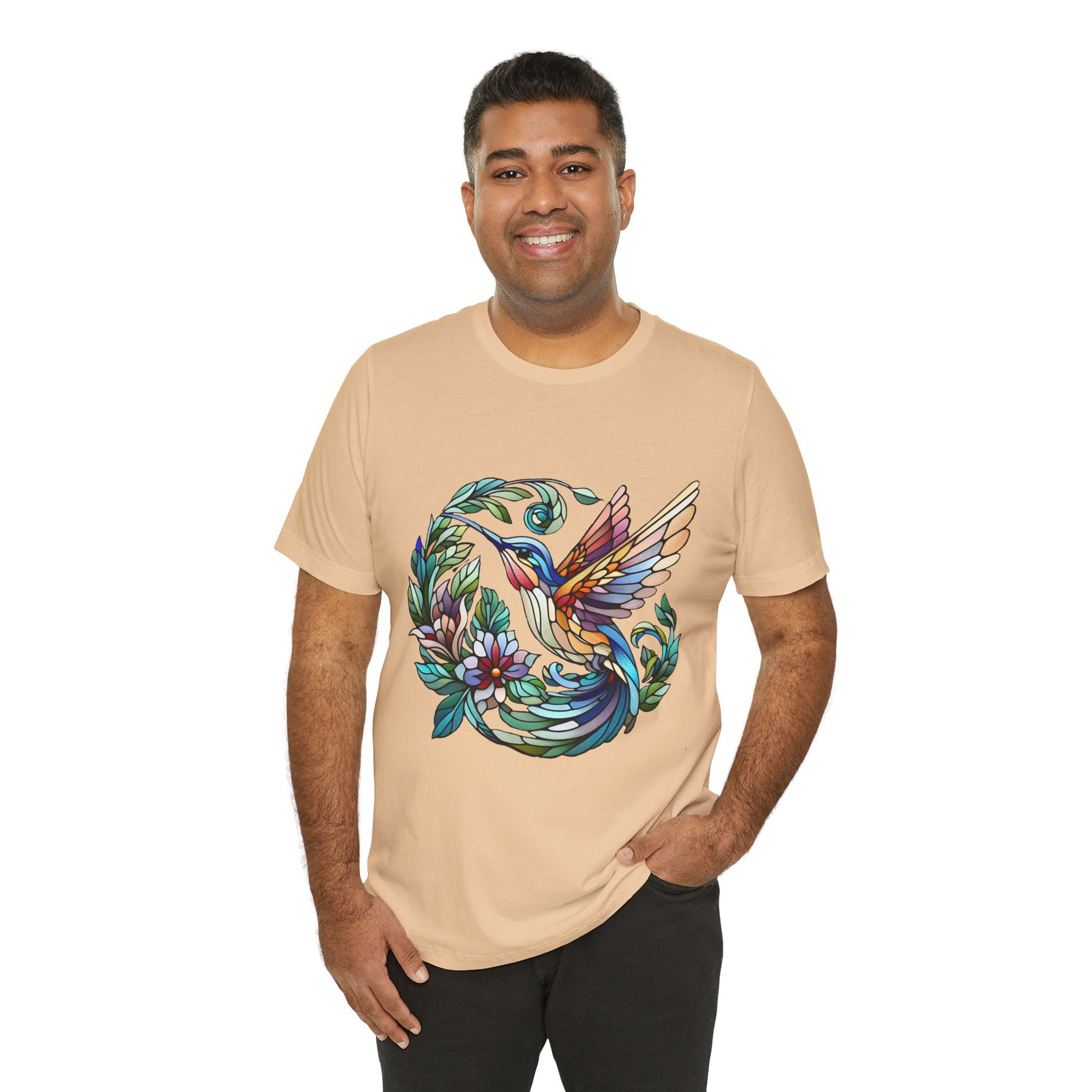 Stained Glass Hummingbird Tee – Vibrant Nature Shirt - WhimSpin - https://whimspin.com