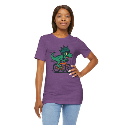 Velociraptor on a Bike T-Shirt – Funny Dino Velo Tee