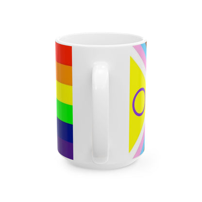 Progress Pride Flag Cup – LGBTQ+ Inclusive Rainbow Ceramic Mug