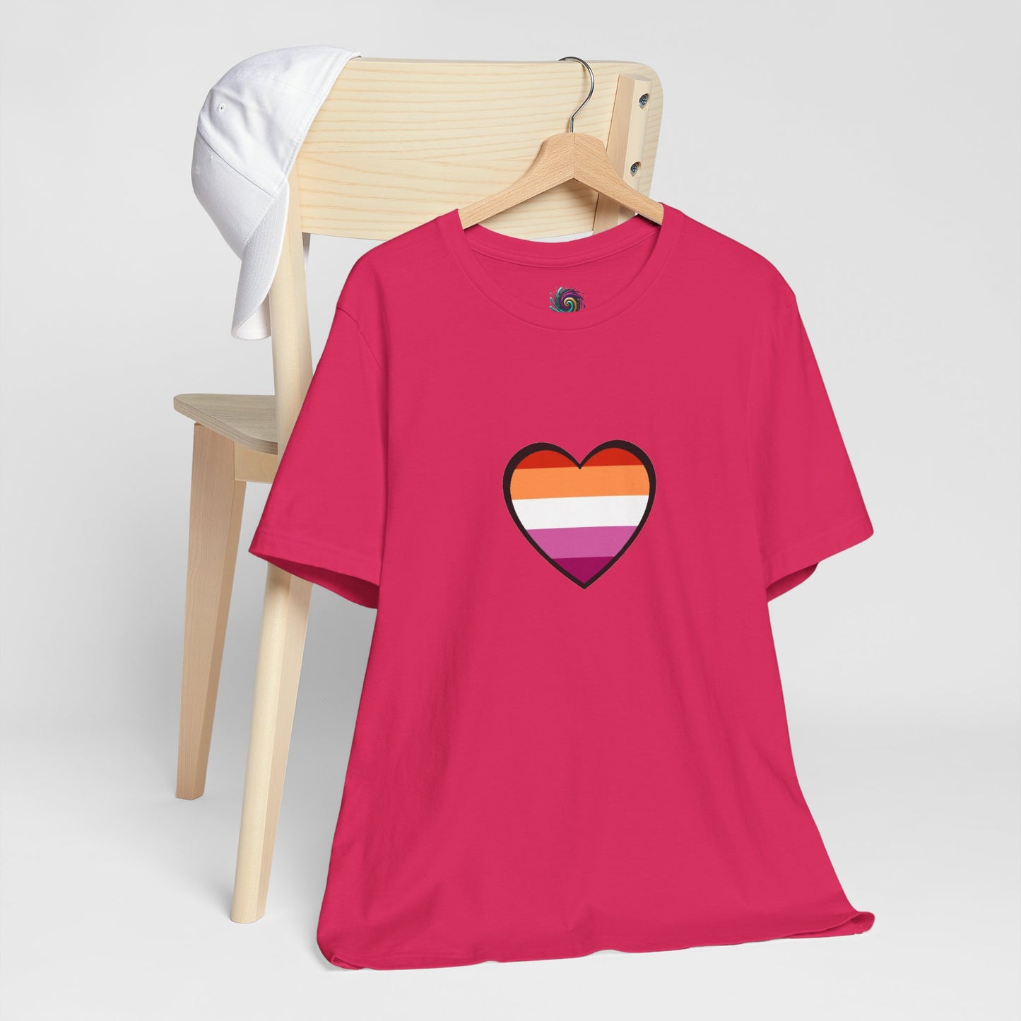 Lesbian Flag Heart T-Shirt – Bold LGBTQ+ Graphic Tee