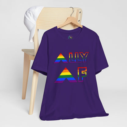 Purple Ally AF shirt with rainbow letters by WhimSpin