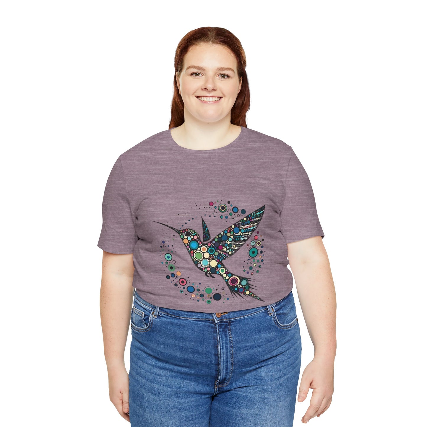 Hummingbird Dot Art T-Shirt – Colorful Nature-Inspired Graphic Tee