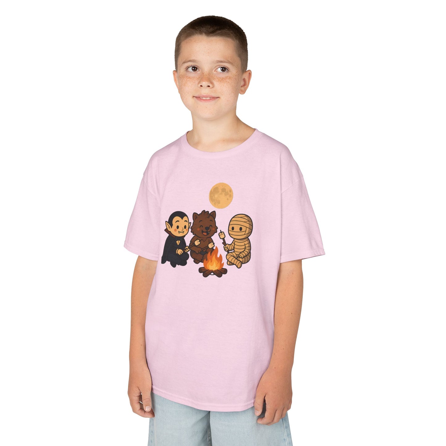 Kids Halloween Monsters Campfire T-Shirt – Cute Spooky Tee